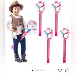 4 pc Pink Inflatable Cowboy Horse Stick Toy